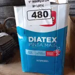 LOTE 480 - 01 LATA DE TINTA IQUINE DIATEX PINTA MAIS 18L FOSCO BASE “P”. (NO ESTADO) ATENÇÃO! FAZER A VISITAÇÃO ANTES DE ARREMATAR, NÃO SABEMOS SE FUNCIONA. LEILÃO NÃO TEM GARANTIA E NEM DEVOLUÇÃO, SUJEITO A POSSÍVEIS AVARIAS VISÍVEIS/OCULTAS E/OU AUSÊNCIA DE COMPONENTES.