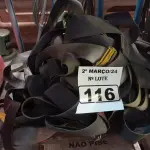 LOTE 116 - 05 CINTOS DE SEGURANÇA NO TRABALHO. (NO ESTADO) ATENÇÃO! FAZER A VISITAÇÃO ANTES DE ARREMATAR, NÃO SABEMOS SE FUNCIONA. LEILÃO NÃO TEM GARANTIA E NEM DEVOLUÇÃO, SUJEITO A POSSÍVEIS AVARIAS VISÍVEIS/OCULTAS E/OU AUSÊNCIA DE COMPONENTES.