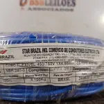 LOTE 110 - 01 ROLO DE CABO FLEXÍVEL 100M 1X4MM NA COR AZUL(NOVO). (NO ESTADO) ATENÇÃO! FAZER A VISITAÇÃO ANTES DE ARREMATAR, NÃO SABEMOS SE FUNCIONA. LEILÃO NÃO TEM GARANTIA E NEM DEVOLUÇÃO, SUJEITO A POSSÍVEIS AVARIAS VISÍVEIS/OCULTAS E/OU AUSÊNCIA DE COMPONENTES.