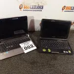 LOTE 002 - 02 NETBOOK’S MARCAS E MODELOS DIVERSOS PARA RETIRADA DE PEÇAS. (NO ESTADO) ATENÇÃO! FAZER A VISITAÇÃO ANTES DE ARREMATAR, NÃO SABEMOS SE FUNCIONA. LEILÃO NÃO TEM GARANTIA E NEM DEVOLUÇÃO, SUJEITO A POSSÍVEIS AVARIAS VISÍVEIS/OCULTAS E/OU AUSÊNCIA DE COMPONENTES.