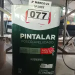 LOTE 077 - 01 LATA DE TINTA IQUINE PINTALAR FOSCO AVELUDADO 18L NA COR PÊSSEGO. (NO ESTADO) ATENÇÃO! FAZER A VISITAÇÃO ANTES DE ARREMATAR, NÃO SABEMOS SE FUNCIONA. LEILÃO NÃO TEM GARANTIA E NEM DEVOLUÇÃO, SUJEITO A POSSÍVEIS AVARIAS VISÍVEIS/OCULTAS E/OU AUSÊNCIA DE COMPONENTES.