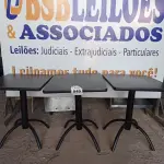 LOTE 049 - 03 MESAS DE MADEIRA E PÉS DE FERRO MEDIDAS VARIADAS. (NO ESTADO, NÃO SABEMOS SE FUNCIONA. LEILÃO NÃO TEM GARANTIA E NEM DEVOLUÇÃO).