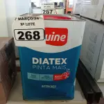 LOTE 268 - 01 LATA DE TINTA IQUINE DIATEX PINTA MAIS 18L FOSCO AVELUDADO NA COR PEROLA. (NO ESTADO) ATENÇÃO! FAZER A VISITAÇÃO ANTES DE ARREMATAR, NÃO SABEMOS SE FUNCIONA. LEILÃO NÃO TEM GARANTIA E NEM DEVOLUÇÃO, SUJEITO A POSSÍVEIS AVARIAS VISÍVEIS/OCULTAS E/OU AUSÊNCIA DE COMPONENTES.