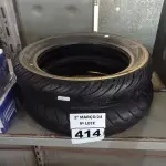 LOTE 414 - 02 PNEUS DE MOTO. (NO ESTADO) ATENÇÃO! FAZER A VISITAÇÃO ANTES DE ARREMATAR, NÃO SABEMOS SE FUNCIONA. LEILÃO NÃO TEM GARANTIA E NEM DEVOLUÇÃO, SUJEITO A POSSÍVEIS AVARIAS VISÍVEIS/OCULTAS E/OU AUSÊNCIA DE COMPONENTES.