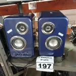 LOTE 197 - 02 CAIXAS DE SOM PARA PC. (NO ESTADO) ATENÇÃO! FAZER A VISITAÇÃO ANTES DE ARREMATAR, NÃO SABEMOS SE FUNCIONA. LEILÃO NÃO TEM GARANTIA E NEM DEVOLUÇÃO, SUJEITO A POSSÍVEIS AVARIAS VISÍVEIS/OCULTAS E/OU AUSÊNCIA DE COMPONENTES.