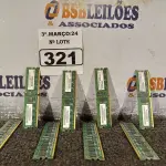 LOTE 321 - 08 PENTES DE MEMÓRIA PARA SERVIDOR PC2-5300 ECC. (NO ESTADO) ATENÇÃO! FAZER A VISITAÇÃO ANTES DE ARREMATAR, NÃO SABEMOS SE FUNCIONA. LEILÃO NÃO TEM GARANTIA E NEM DEVOLUÇÃO, SUJEITO A POSSÍVEIS AVARIAS VISÍVEIS/OCULTAS E/OU AUSÊNCIA DE COMPONENTES.