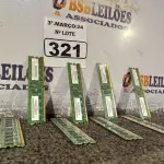 LOTE 321 - 08 PENTES DE MEMÓRIA PARA SERVIDOR PC2-5300 ECC. (NO ESTADO) ATENÇÃO! FAZER A VISITAÇÃO ANTES DE ARREMATAR, NÃO SABEMOS SE FUNCIONA. LEILÃO NÃO TEM GARANTIA E NEM DEVOLUÇÃO, SUJEITO A POSSÍVEIS AVARIAS VISÍVEIS/OCULTAS E/OU AUSÊNCIA DE COMPONENTES.