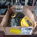 LOTE 251 - 01 TALHA MANUAL DE CORRENTE 1T 5M DE ELEVAÇÃO CSM. (NO ESTADO) ATENÇÃO! FAZER A VISITAÇÃO ANTES DE ARREMATAR, NÃO SABEMOS SE FUNCIONA. LEILÃO NÃO TEM GARANTIA E NEM DEVOLUÇÃO, SUJEITO A POSSÍVEIS AVARIAS VISÍVEIS/OCULTAS E/OU AUSÊNCIA DE COMPONENTES.