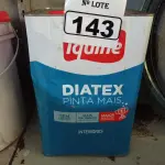 LOTE 143 - 01 LATA DE TINTA IQUINE DIATEX PINTA MAIS FOSCO AVELUDADO 18L NA COR MARACUJÁ. (NO ESTADO) ATENÇÃO! FAZER A VISITAÇÃO ANTES DE ARREMATAR, NÃO SABEMOS SE FUNCIONA. LEILÃO NÃO TEM GARANTIA E NEM DEVOLUÇÃO, SUJEITO A POSSÍVEIS AVARIAS VISÍVEIS/OCULTAS E/OU AUSÊNCIA DE COMPONENTES.