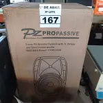 LOTE 167 - 01 CAIXA DE SOM PZ PROPASSIVE MODELO PX-12. (NO ESTADO) ATENÇÃO! FAZER A VISITAÇÃO ANTES DE ARREMATAR, NÃO SABEMOS SE FUNCIONA. LEILÃO NÃO TEM GARANTIA E NEM DEVOLUÇÃO, SUJEITO A POSSÍVEIS AVARIAS VISÍVEIS/OCULTAS E/OU AUSÊNCIA DE COMPONENTES.