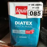 LOTE 085 - 01 LATA DE TINTA IQUINE DIATEX PINTA MAIS 18L FOSCO BASE “P”. (NO ESTADO) ATENÇÃO! FAZER A VISITAÇÃO ANTES DE ARREMATAR, NÃO SABEMOS SE FUNCIONA. LEILÃO NÃO TEM GARANTIA E NEM DEVOLUÇÃO, SUJEITO A POSSÍVEIS AVARIAS VISÍVEIS/OCULTAS E/OU AUSÊNCIA DE COMPONENTES.