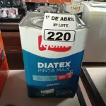 LOTE 220 - 01 LATA DE TINTA IQUINE DIATEX PINTA MAIS 18L FOSCO BASE “P”. (NO ESTADO) ATENÇÃO! FAZER A VISITAÇÃO ANTES DE ARREMATAR, NÃO SABEMOS SE FUNCIONA. LEILÃO NÃO TEM GARANTIA E NEM DEVOLUÇÃO, SUJEITO A POSSÍVEIS AVARIAS VISÍVEIS/OCULTAS E/OU AUSÊNCIA DE COMPONENTES.