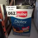 LOTE 062 - 01 LATA DE TINTA IQUINE DIATEX PINTA MAIS 18L FOSCO BASE “P”. (NO ESTADO) ATENÇÃO! FAZER A VISITAÇÃO ANTES DE ARREMATAR, NÃO SABEMOS SE FUNCIONA. LEILÃO NÃO TEM GARANTIA E NEM DEVOLUÇÃO, SUJEITO A POSSÍVEIS AVARIAS VISÍVEIS/OCULTAS E/OU AUSÊNCIA DE COMPONENTES.