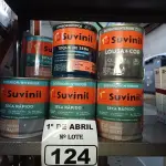 LOTE 124 - 10 LATAS DE ESMALTE SINTÉTICO SUVINIL 800ML CORES DIVERSAS. (NO ESTADO) ATENÇÃO! FAZER A VISITAÇÃO ANTES DE ARREMATAR, NÃO SABEMOS SE FUNCIONA. LEILÃO NÃO TEM GARANTIA E NEM DEVOLUÇÃO, SUJEITO A POSSÍVEIS AVARIAS VISÍVEIS/OCULTAS E/OU AUSÊNCIA DE COMPONENTES.