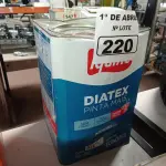 LOTE 220 - 01 LATA DE TINTA IQUINE DIATEX PINTA MAIS 18L FOSCO BASE “P”. (NO ESTADO) ATENÇÃO! FAZER A VISITAÇÃO ANTES DE ARREMATAR, NÃO SABEMOS SE FUNCIONA. LEILÃO NÃO TEM GARANTIA E NEM DEVOLUÇÃO, SUJEITO A POSSÍVEIS AVARIAS VISÍVEIS/OCULTAS E/OU AUSÊNCIA DE COMPONENTES.