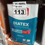 LOTE 113 - 01 LATA DE TINTA IQUINE DIATEX PINTA MAIS 18L FOSCO BASE “P”. (NO ESTADO) ATENÇÃO! FAZER A VISITAÇÃO ANTES DE ARREMATAR, NÃO SABEMOS SE FUNCIONA. LEILÃO NÃO TEM GARANTIA E NEM DEVOLUÇÃO, SUJEITO A POSSÍVEIS AVARIAS VISÍVEIS/OCULTAS E/OU AUSÊNCIA DE COMPONENTES.
