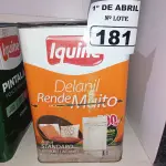 LOTE 181 - 01 LATA DE TINTA IQUINE DELANIL RENDE MUITO 18L FOSCO BASE “C”. (NO ESTADO) ATENÇÃO! FAZER A VISITAÇÃO ANTES DE ARREMATAR, NÃO SABEMOS SE FUNCIONA. LEILÃO NÃO TEM GARANTIA E NEM DEVOLUÇÃO, SUJEITO A POSSÍVEIS AVARIAS VISÍVEIS/OCULTAS E/OU AUSÊNCIA DE COMPONENTES.