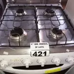 LOTE 421 - 01 FOGÃO A GÁS 04 BOCAS MARCA DAKO. (NO ESTADO) ATENÇÃO! FAZER A VISITAÇÃO ANTES DE ARREMATAR, NÃO SABEMOS SE FUNCIONA. LEILÃO NÃO TEM GARANTIA E NEM DEVOLUÇÃO, SUJEITO A POSSÍVEIS AVARIAS VISÍVEIS/OCULTAS E/OU AUSÊNCIA DE COMPONENTES.
