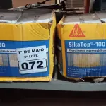 LOTE 072 - 02 CAIXAS DE SIKA TOP-100, REVESTIMENTO IMPERMEABILIZANTE SEMI-FLEXIVEL 18KG. (NO ESTADO) ATENÇÃO! FAZER A VISITAÇÃO ANTES DE ARREMATAR, NÃO SABEMOS SE FUNCIONA. LEILÃO NÃO TEM GARANTIA E NEM DEVOLUÇÃO, SUJEITO A POSSÍVEIS AVARIAS VISÍVEIS/OCULTAS E/OU AUSÊNCIA DE COMPONENTES.