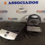 LOTE 047 - 01 FOGÃO DE INDUÇÃO E 01 SANDUICHEIRA. (NO ESTADO) ATENÇÃO! FAZER A VISITAÇÃO ANTES DE ARREMATAR, NÃO SABEMOS SE FUNCIONA. LEILÃO NÃO TEM GARANTIA E NEM DEVOLUÇÃO, SUJEITO A POSSÍVEIS AVARIAS VISÍVEIS/OCULTAS E/OU AUSÊNCIA DE COMPONENTES.
