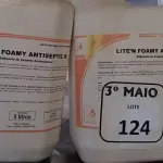 LOTE 124 - 04 GALÕES DE SABONETE DE ESPUMA ANTISSÉPTICO COM 5 L CADA. (NO ESTADO) ATENÇÃO! FAZER A VISITAÇÃO ANTES DE ARREMATAR, NÃO SABEMOS SE FUNCIONA. LEILÃO NÃO TEM GARANTIA E NEM DEVOLUÇÃO, SUJEITO A POSSÍVEIS AVARIAS VISÍVEIS/OCULTAS E/OU AUSÊNCIA DE COMPONENTES.