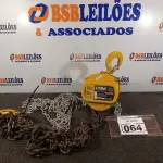 LOTE 064 - 01 TALHA MANUAL DE CORRENTE 2T 5M DE ELEVAÇÃO CSM. (NO ESTADO) ATENÇÃO! FAZER A VISITAÇÃO ANTES DE ARREMATAR, NÃO SABEMOS SE FUNCIONA. LEILÃO NÃO TEM GARANTIA E NEM DEVOLUÇÃO, SUJEITO A POSSÍVEIS AVARIAS VISÍVEIS/OCULTAS E/OU AUSÊNCIA DE COMPONENTES.