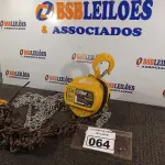 LOTE 064 - 01 TALHA MANUAL DE CORRENTE 2T 5M DE ELEVAÇÃO CSM. (NO ESTADO) ATENÇÃO! FAZER A VISITAÇÃO ANTES DE ARREMATAR, NÃO SABEMOS SE FUNCIONA. LEILÃO NÃO TEM GARANTIA E NEM DEVOLUÇÃO, SUJEITO A POSSÍVEIS AVARIAS VISÍVEIS/OCULTAS E/OU AUSÊNCIA DE COMPONENTES.