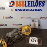 LOTE 265 - 01 TALHA MANUAL DE CORRENTE 1T 5M DE ELEVAÇÃO CSM. (NO ESTADO) ATENÇÃO! FAZER A VISITAÇÃO ANTES DE ARREMATAR, NÃO SABEMOS SE FUNCIONA. LEILÃO NÃO TEM GARANTIA E NEM DEVOLUÇÃO, SUJEITO A POSSÍVEIS AVARIAS VISÍVEIS/OCULTAS E/OU AUSÊNCIA DE COMPONENTES.