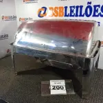 LOTE 200 - 01 RECHAUD EM INOX COM AVARIAS. (NO ESTADO) ATENÇÃO! FAZER A VISITAÇÃO ANTES DE ARREMATAR, NÃO SABEMOS SE FUNCIONA. LEILÃO NÃO TEM GARANTIA E NEM DEVOLUÇÃO, SUJEITO A POSSÍVEIS AVARIAS VISÍVEIS/OCULTAS E/OU AUSÊNCIA DE COMPONENTES.