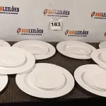 LOTE 183 - 10 PRATOS RASOS E 10 PRATOS DE SOBREMESA. (NO ESTADO) ATENÇÃO! FAZER A VISITAÇÃO ANTES DE ARREMATAR, NÃO SABEMOS SE FUNCIONA. LEILÃO NÃO TEM GARANTIA E NEM DEVOLUÇÃO, SUJEITO A POSSÍVEIS AVARIAS VISÍVEIS/OCULTAS E/OU AUSÊNCIA DE COMPONENTES.