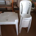 LOTE 180 - 02 JOGOS DE MESAS QUADRADAS DE PLÁSTICO NA COR BRANCA. (NO ESTADO) ATENÇÃO! FAZER A VISITAÇÃO ANTES DE ARREMATAR, NÃO SABEMOS SE FUNCIONA. LEILÃO NÃO TEM GARANTIA E NEM DEVOLUÇÃO, SUJEITO A POSSÍVEIS AVARIAS VISÍVEIS/OCULTAS E/OU AUSÊNCIA DE COMPONENTES.