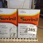LOTE 385 - 01 LOTE COM 04 LATAS DE MASSA CORRIDA PARA PAREDES INTERIOR CONTENDO 28KG CADA MARCA SUVINIL. (NO ESTADO) ATENÇÃO! FAZER A VISITAÇÃO ANTES DE ARREMATAR, NÃO SABEMOS SE FUNCIONA. LEILÃO NÃO TEM GARANTIA E NEM DEVOLUÇÃO, SUJEITO A POSSÍVEIS AVARIAS VISÍVEIS/OCULTAS E/OU AUSÊNCIA DE COMPONENTES.