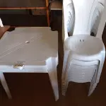 LOTE 290 - 02 JOGOS DE MESAS QUADRADAS DE PLÁSTICO NA COR BRANCA. (NO ESTADO) ATENÇÃO! FAZER A VISITAÇÃO ANTES DE ARREMATAR, NÃO SABEMOS SE FUNCIONA. LEILÃO NÃO TEM GARANTIA E NEM DEVOLUÇÃO, SUJEITO A POSSÍVEIS AVARIAS VISÍVEIS/OCULTAS E/OU AUSÊNCIA DE COMPONENTES.
