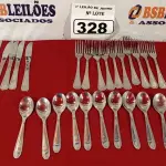 LOTE 328 - 01 LOTE COM 10 GARFOS, 10 FACAS E 10 COLHERES DE SOBREMESA. (NO ESTADO) ATENÇÃO! FAZER A VISITAÇÃO ANTES DE ARREMATAR, NÃO SABEMOS SE FUNCIONA. LEILÃO NÃO TEM GARANTIA E NEM DEVOLUÇÃO, SUJEITO A POSSÍVEIS AVARIAS VISÍVEIS/OCULTAS E/OU AUSÊNCIA DE COMPONENTES.