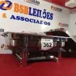 LOTE 362 - 01 RECHAUD 02 CUBAS QUADRADO 09 LITROS MARCA PRIMO EM INOX. (NO ESTADO) ATENÇÃO! FAZER A VISITAÇÃO ANTES DE ARREMATAR, NÃO SABEMOS SE FUNCIONA. LEILÃO NÃO TEM GARANTIA E NEM DEVOLUÇÃO, SUJEITO A POSSÍVEIS AVARIAS VISÍVEIS/OCULTAS E/OU AUSÊNCIA DE COMPONENTES.