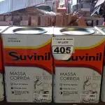 LOTE 405 - 01 LOTE COM 04 LATAS DE MASSA CORRIDA PARA PAREDES INTERIOR CONTENDO 28KG CADA MARCA SUVINIL. (NO ESTADO) ATENÇÃO! FAZER A VISITAÇÃO ANTES DE ARREMATAR, NÃO SABEMOS SE FUNCIONA. LEILÃO NÃO TEM GARANTIA E NEM DEVOLUÇÃO, SUJEITO A POSSÍVEIS AVARIAS VISÍVEIS/OCULTAS E/OU AUSÊNCIA DE COMPONENTES.