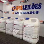 LOTE 105 - 04 GALÕES COM 5L CADA DE DESINFETANTE PARA HORTIFRUTÍCOLAS E DE AGUA. (NO ESTADO) ATENÇÃO! FAZER A VISITAÇÃO ANTES DE ARREMATAR, NÃO SABEMOS SE FUNCIONA. LEILÃO NÃO TEM GARANTIA E NEM DEVOLUÇÃO, SUJEITO A POSSÍVEIS AVARIAS VISÍVEIS/OCULTAS E/OU AUSÊNCIA DE COMPONENTES.
