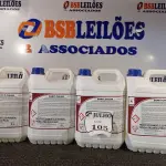 LOTE 105 - 04 GALÕES COM 5L CADA DE DESINFETANTE PARA HORTIFRUTÍCOLAS E DE AGUA. (NO ESTADO) ATENÇÃO! FAZER A VISITAÇÃO ANTES DE ARREMATAR, NÃO SABEMOS SE FUNCIONA. LEILÃO NÃO TEM GARANTIA E NEM DEVOLUÇÃO, SUJEITO A POSSÍVEIS AVARIAS VISÍVEIS/OCULTAS E/OU AUSÊNCIA DE COMPONENTES.
