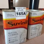 LOTE 165 - 02 LATAS DE MASSA CORRIDA PARA PAREDES INTERIOR CONTENDO 28KG CADA MARCA SUVINIL. (NO ESTADO) ATENÇÃO! FAZER A VISITAÇÃO ANTES DE ARREMATAR, NÃO SABEMOS SE FUNCIONA. LEILÃO NÃO TEM GARANTIA E NEM DEVOLUÇÃO, SUJEITO A POSSÍVEIS AVARIAS VISÍVEIS/OCULTAS E/OU AUSÊNCIA DE COMPONENTES.