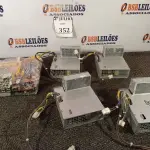 LOTE 352 - 04 FONTES E 03 PLACAS -MÃE DDR3 (NO ESTADO) ATENÇÃO! FAZER A VISITAÇÃO ANTES DE ARREMATAR, NÃO SABEMOS SE FUNCIONA. LEILÃO NÃO TEM GARANTIA E NEM DEVOLUÇÃO, SUJEITO A POSSÍVEIS AVARIAS VISÍVEIS/OCULTAS E/OU AUSÊNCIA DE COMPONENTES.