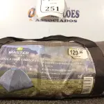 LOTE 251 - 01 BARRACA PARA CAMPING PARA 04 PESSOAS MARCA MASTER (NO ESTADO) ATENÇÃO! FAZER A VISITAÇÃO ANTES DE ARREMATAR, NÃO SABEMOS SE FUNCIONA. LEILÃO NÃO TEM GARANTIA E NEM DEVOLUÇÃO, SUJEITO A POSSÍVEIS AVARIAS VISÍVEIS/OCULTAS E/OU AUSÊNCIA DE COMPONENTES.