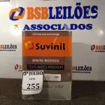 LOTE 255 - 01 LATA DE TINTA TEXTURATTO PREMIUM EFEITO RÚSTICO EXTERIOR/INTERIOR SUVINIL 25KG. (NO ESTADO) ATENÇÃO! FAZER A VISITAÇÃO ANTES DE ARREMATAR, NÃO SABEMOS SE FUNCIONA. LEILÃO NÃO TEM GARANTIA E NEM DEVOLUÇÃO, SUJEITO A POSSÍVEIS AVARIAS VISÍVEIS/OCULTAS E/OU AUSÊNCIA DE COMPONENTES.