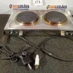 LOTE 271 - 01 FOGÃO ELETRICO 02 BOCAS MARCA COMPACT 220V. (NO ESTADO) ATENÇÃO! FAZER A VISITAÇÃO ANTES DE ARREMATAR, NÃO SABEMOS SE FUNCIONA. LEILÃO NÃO TEM GARANTIA E NEM DEVOLUÇÃO, SUJEITO A POSSÍVEIS AVARIAS VISÍVEIS/OCULTAS E/OU AUSÊNCIA DE COMPONENTES.