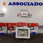 LOTE 035 - 05 REFLETORES DECORLED SUPERLED 220V 10W LUZ BRANCA DECORLUX NOVO. (NO ESTADO)