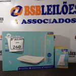 LOTE 260 - 01 ROTEADOR TP-LINK E 01 LINKSR TP-LINK. (NO ESTADO) ATENÇÃO! FAZER A VISITAÇÃO ANTES DE ARREMATAR, NÃO SABEMOS SE FUNCIONA. LEILÃO NÃO TEM GARANTIA E NEM DEVOLUÇÃO, SUJEITO A POSSÍVEIS AVARIAS VISÍVEIS/OCULTAS E/OU AUSÊNCIA DE COMPONENTES.