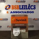 LOTE 273 - 01 LATA DE TINTA TEXTURATTO PREMIUM EFEITO RÚSTICO INTERIOR/EXTERIOR SUVINIL 25KG. (NO ESTADO) ATENÇÃO! FAZER A VISITAÇÃO ANTES DE ARREMATAR, NÃO SABEMOS SE FUNCIONA. LEILÃO NÃO TEM GARANTIA E NEM DEVOLUÇÃO, SUJEITO A POSSÍVEIS AVARIAS VISÍVEIS/OCULTAS E/OU AUSÊNCIA DE COMPONENTES.