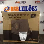 LOTE 017 - 01 CAIXA SUBWOOFER AMPLIFICADA 8’’ 95W RMS. (NO ESTADO) ATENÇÃO! FAZER A VISITAÇÃO ANTES DE ARREMATAR, NÃO SABEMOS SE FUNCIONA. LEILÃO NÃO TEM GARANTIA E NEM DEVOLUÇÃO, SUJEITO A POSSÍVEIS AVARIAS VISÍVEIS/OCULTAS E/OU AUSÊNCIA DE COMPONENTES.