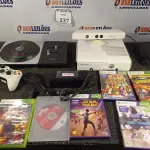 LOTE 237 - 01 XBOX COM KINECT COM FONTE, 01 CONTROLE, 01 DJ HERO E 05 JOGOS.   (NO ESTADO) ATENÇÃO! FAZER A VISITAÇÃO ANTES DE ARREMATAR, NÃO SABEMOS SE FUNCIONA. LEILÃO NÃO TEM GARANTIA E NEM DEVOLUÇÃO, SUJEITO A POSSÍVEIS AVARIAS VISÍVEIS/OCULTAS E/OU AUSÊNCIA DE COMPONENTES.