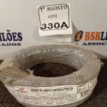 LOTE 330 - 01 ROLO DE CABO FLEXÍVEL 450/750VOLTS 1X2,50MM NA COR CINZA. (NO ESTADO) ATENÇÃO! FAZER A VISITAÇÃO ANTES DE ARREMATAR, NÃO SABEMOS SE FUNCIONA. LEILÃO NÃO TEM GARANTIA E NEM DEVOLUÇÃO, SUJEITO A POSSÍVEIS AVARIAS VISÍVEIS/OCULTAS E/OU AUSÊNCIA DE COMPONENTES.