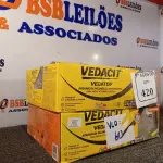 LOTE 420 - 02 CAIXAS DE VEDATOP ARGAMASSA POLIMÉRICA IMPERMEÁVEL 12KG. (NO ESTADO) ATENÇÃO! FAZER A VISITAÇÃO ANTES DE ARREMATAR, NÃO SABEMOS SE FUNCIONA. LEILÃO NÃO TEM GARANTIA E NEM DEVOLUÇÃO, SUJEITO A POSSÍVEIS AVARIAS VISÍVEIS/OCULTAS E/OU AUSÊNCIA DE COMPONENTES.